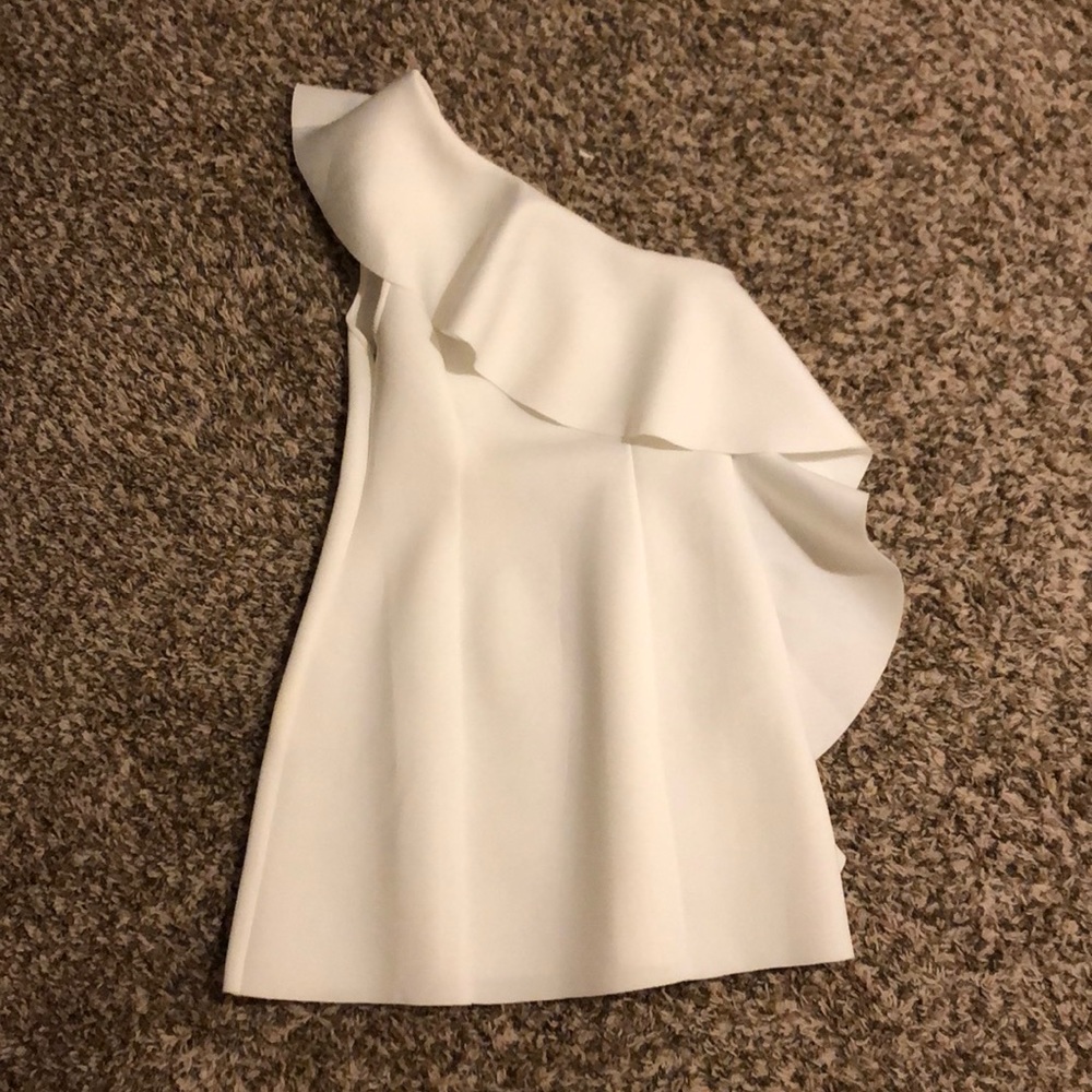 ASOS white ruffle one shoulder dress NWT